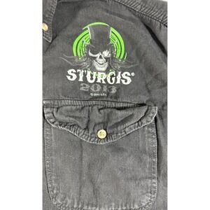 STURGIS - 2013, Black Hills Rally Metal Black Cut-Off Denim Vest‎ XL